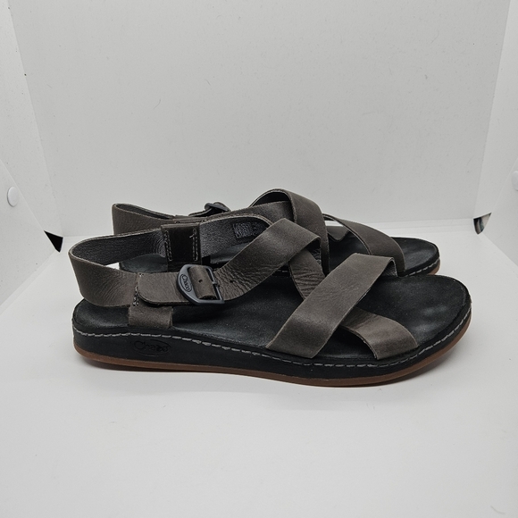 Chaco Wayfarer leather sandals in Tornado dark taupe gray size 7 - Picture 1 of 11